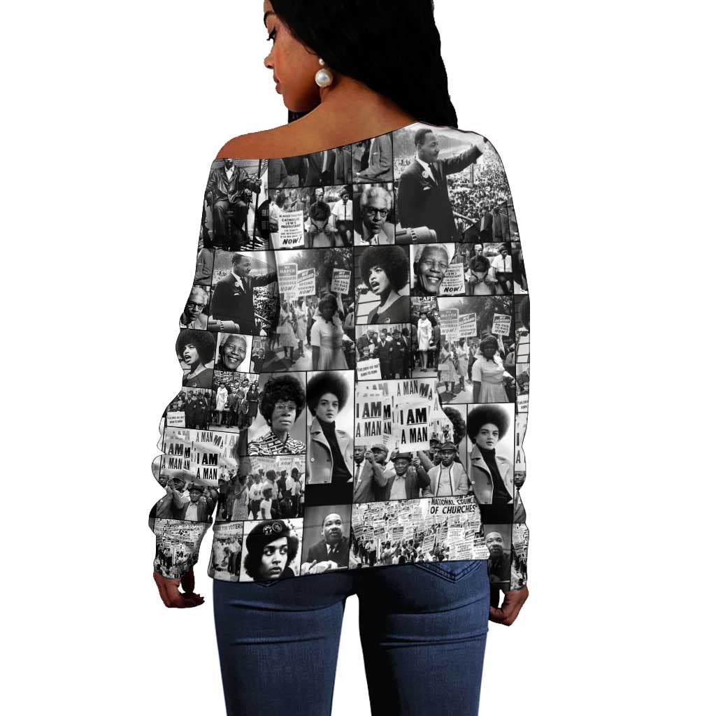African Off Shoulder Sweater Black Power Images DT02