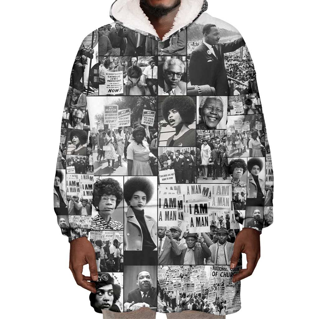 African Wearable Blanket Hoodie Black Power Images DT02