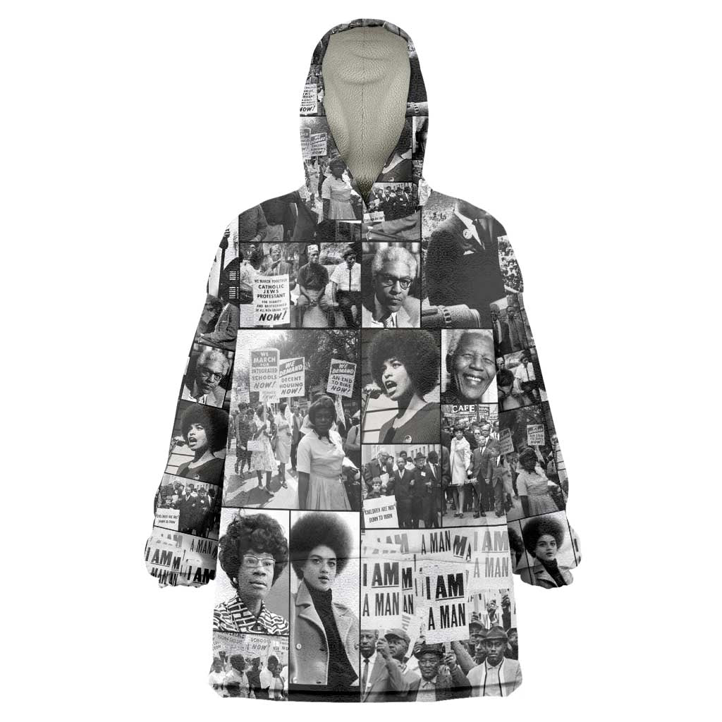 African Wearable Blanket Hoodie Black Power Images DT02