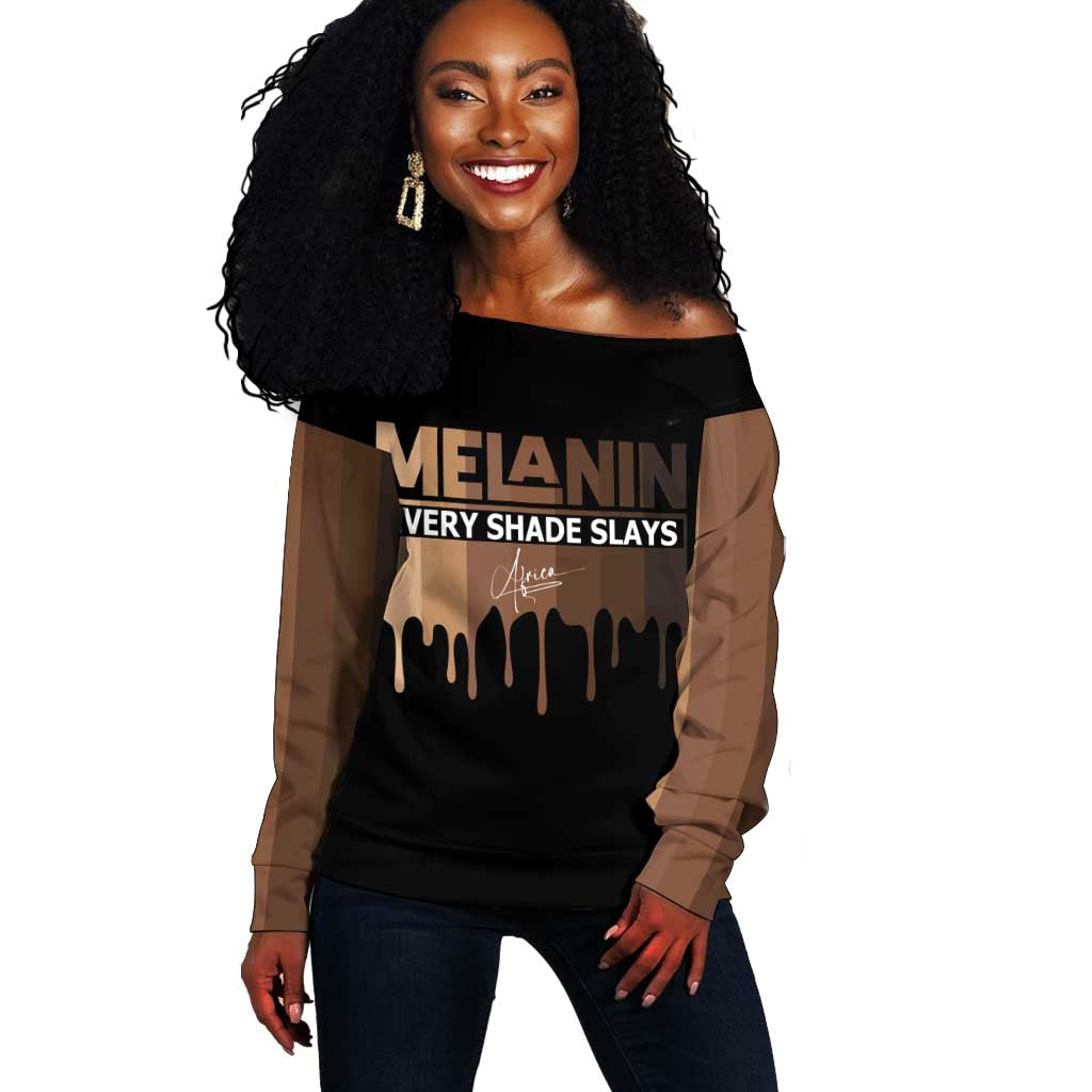 Every Shade Slays Melanin Off Shoulder Sweater African Signature DT02