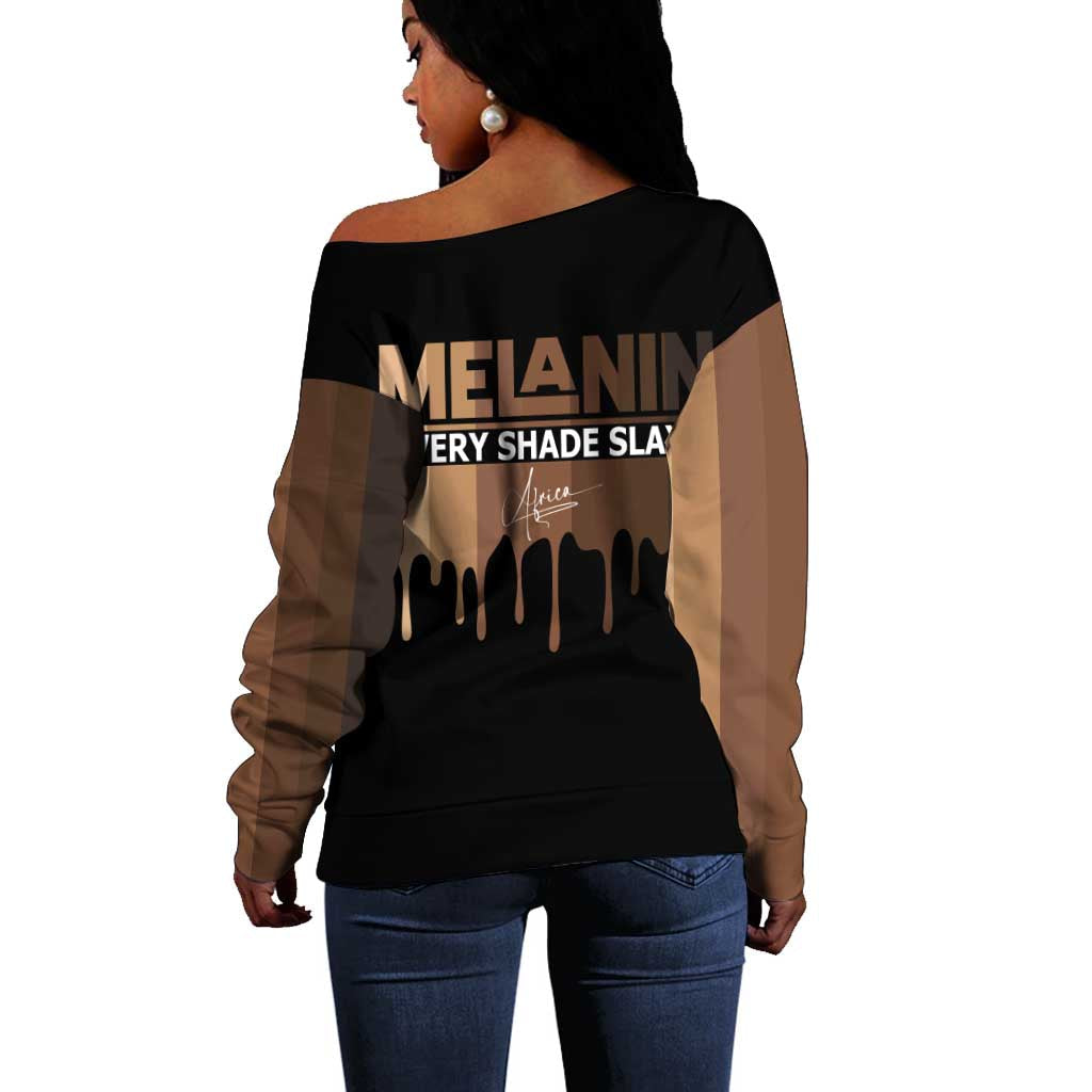 Every Shade Slays Melanin Off Shoulder Sweater African Signature DT02