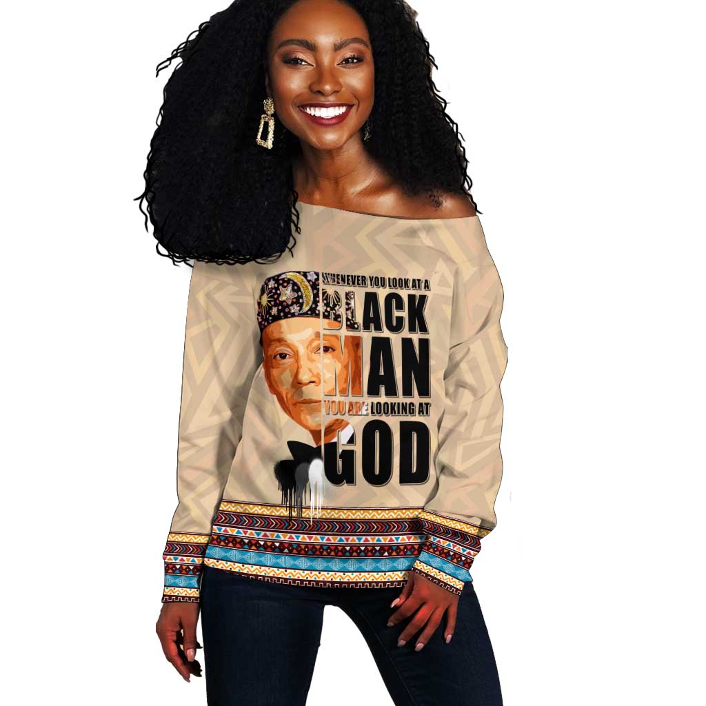 The Most Honorable Elijah Muhammad Off Shoulder Sweater Black Man DT02