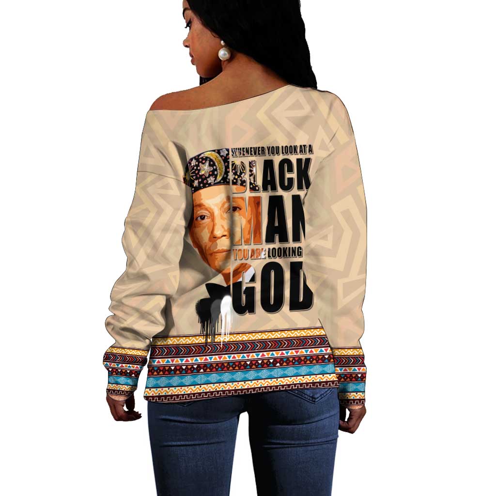 The Most Honorable Elijah Muhammad Off Shoulder Sweater Black Man DT02
