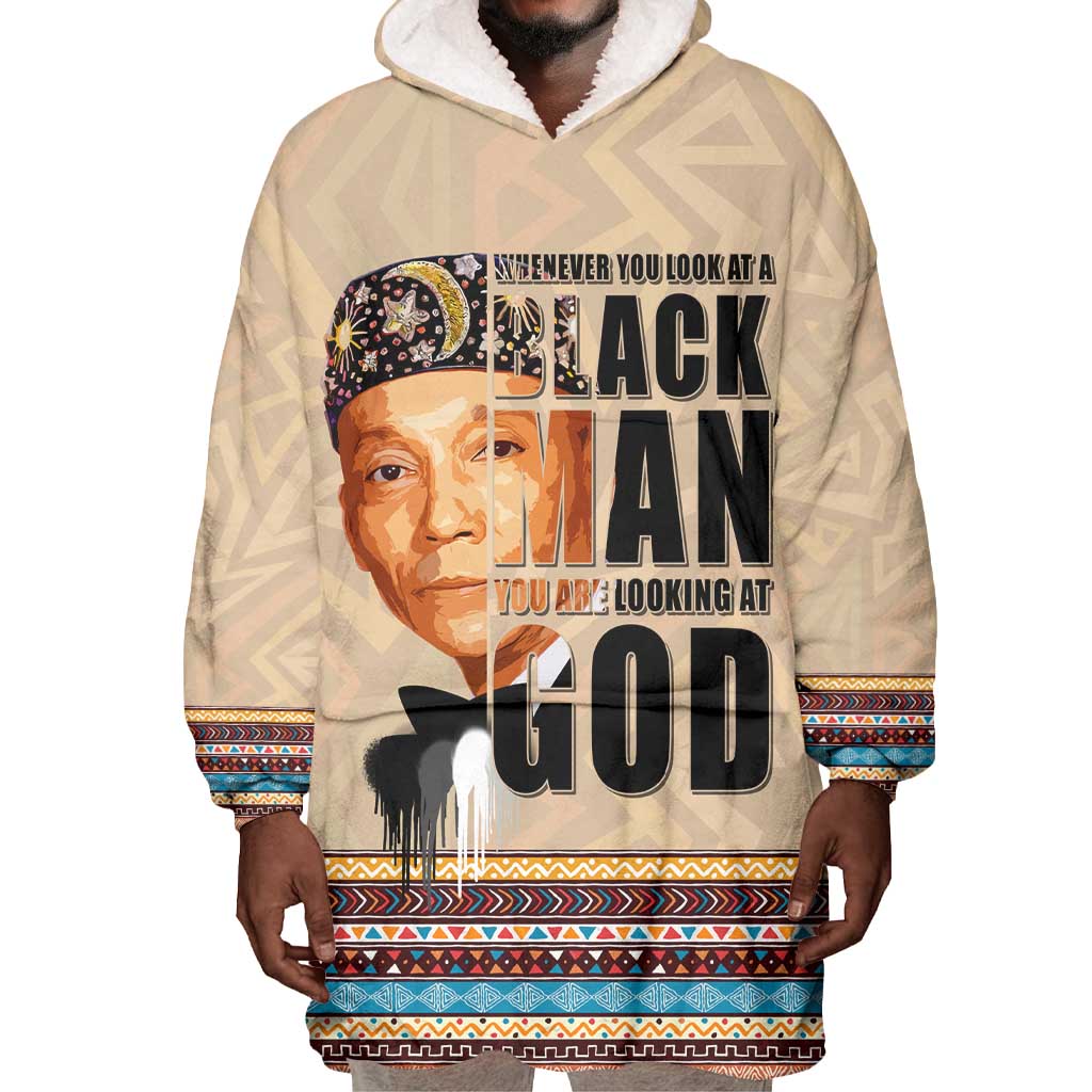 The Most Honorable Elijah Muhammad Wearable Blanket Hoodie Black Man DT02