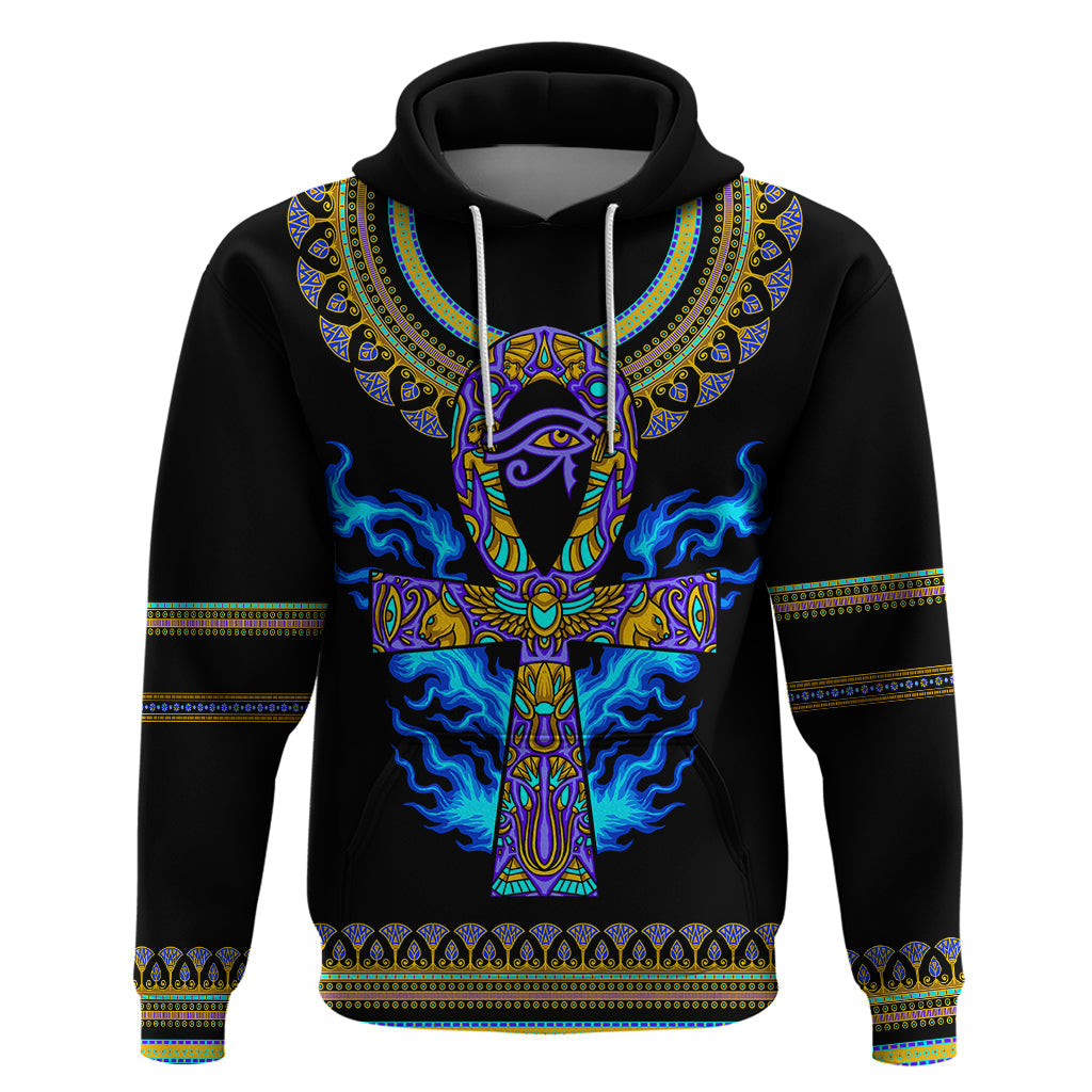 Egyptian Ankh Golden Blue Fire Hoodie DT02