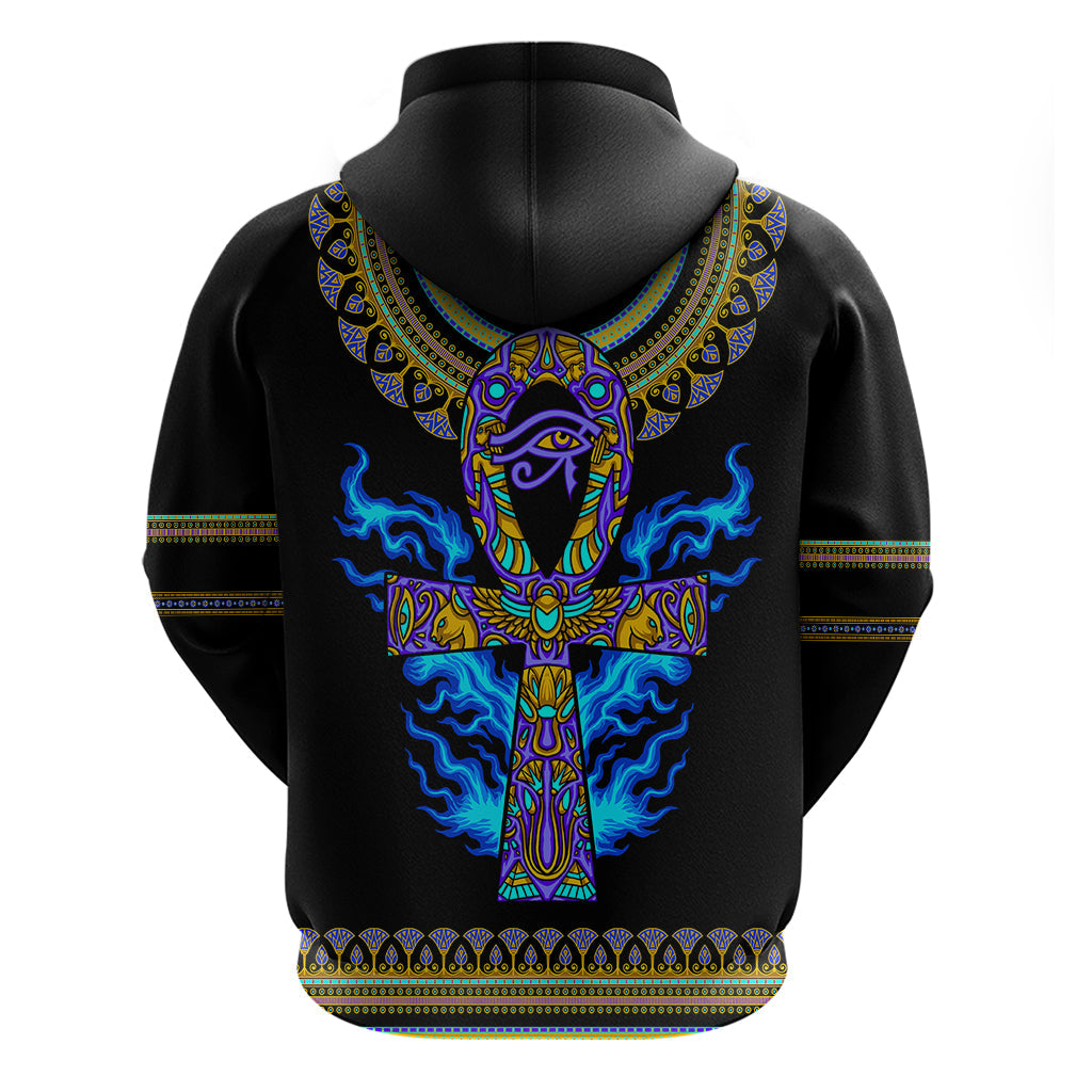 Egyptian Ankh Golden Blue Fire Hoodie DT02