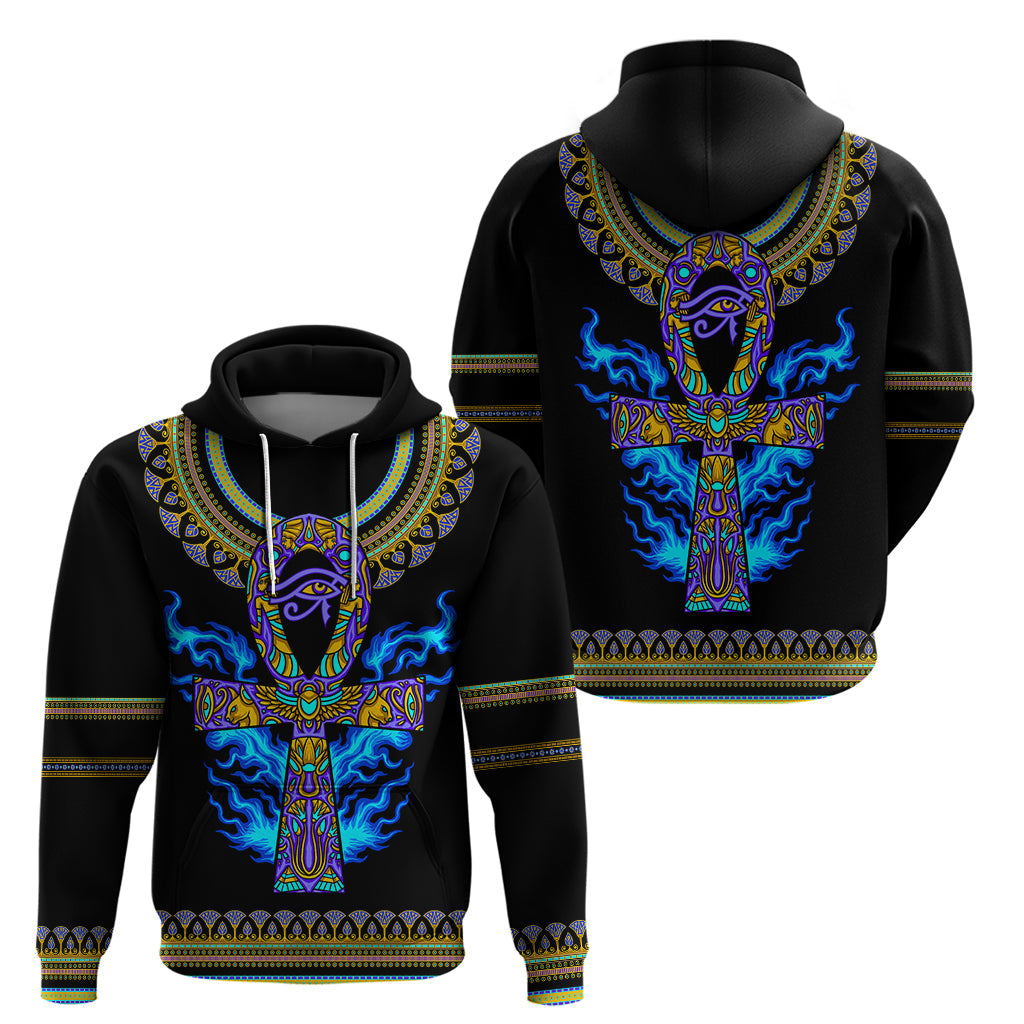 Egyptian Ankh Golden Blue Fire Hoodie DT02