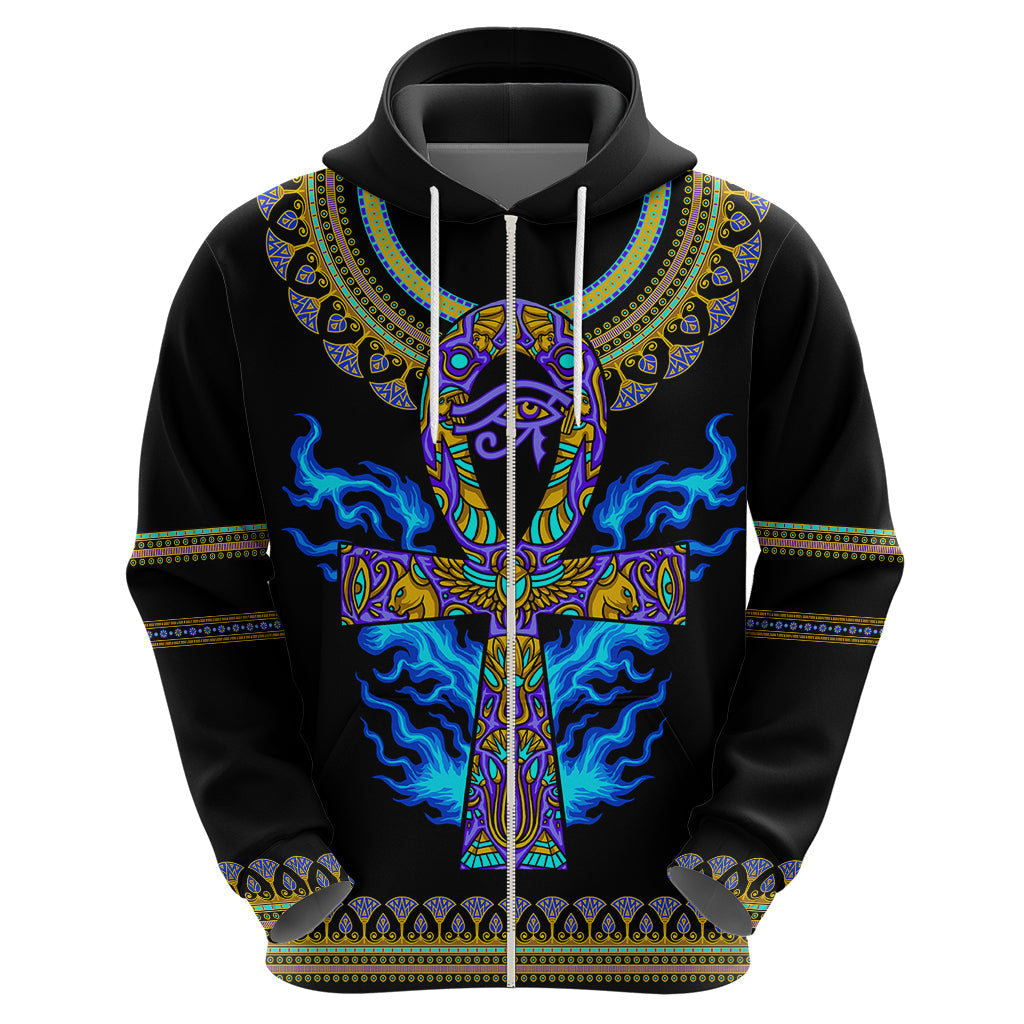 Egyptian Ankh Golden Blue Fire Hoodie DT02