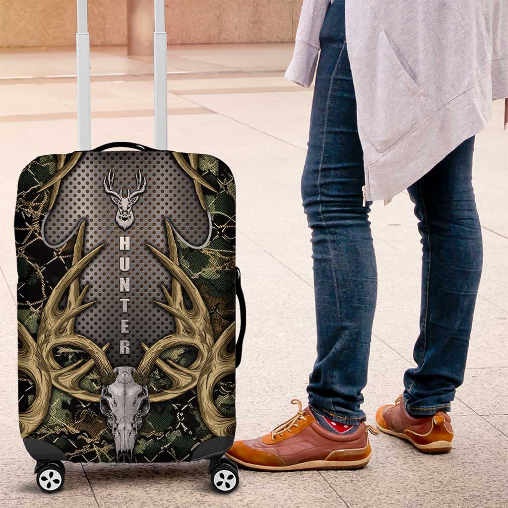Skull Deer Hunting Camouflage Pattern Luggage Cover Rustic Hunting Metal Mesh Background Art DT02