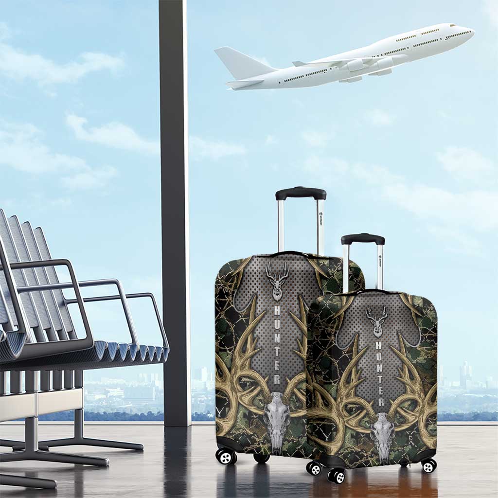 Skull Deer Hunting Camouflage Pattern Luggage Cover Rustic Hunting Metal Mesh Background Art DT02
