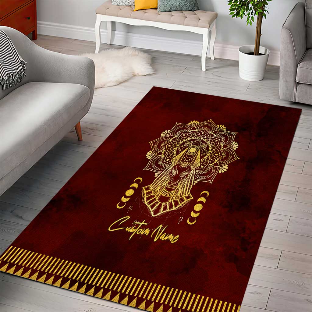 Personalized Anubis Area Rug Ancient Egyptian Pattern In Red DT02
