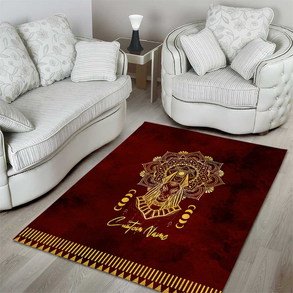 Personalized Anubis Area Rug Ancient Egyptian Pattern In Red DT02