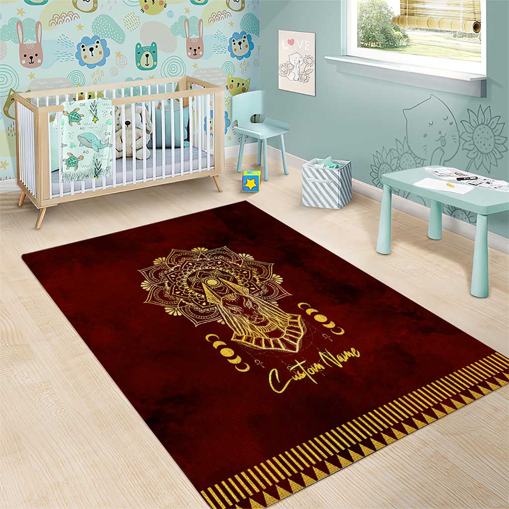 Personalized Anubis Area Rug Ancient Egyptian Pattern In Red DT02