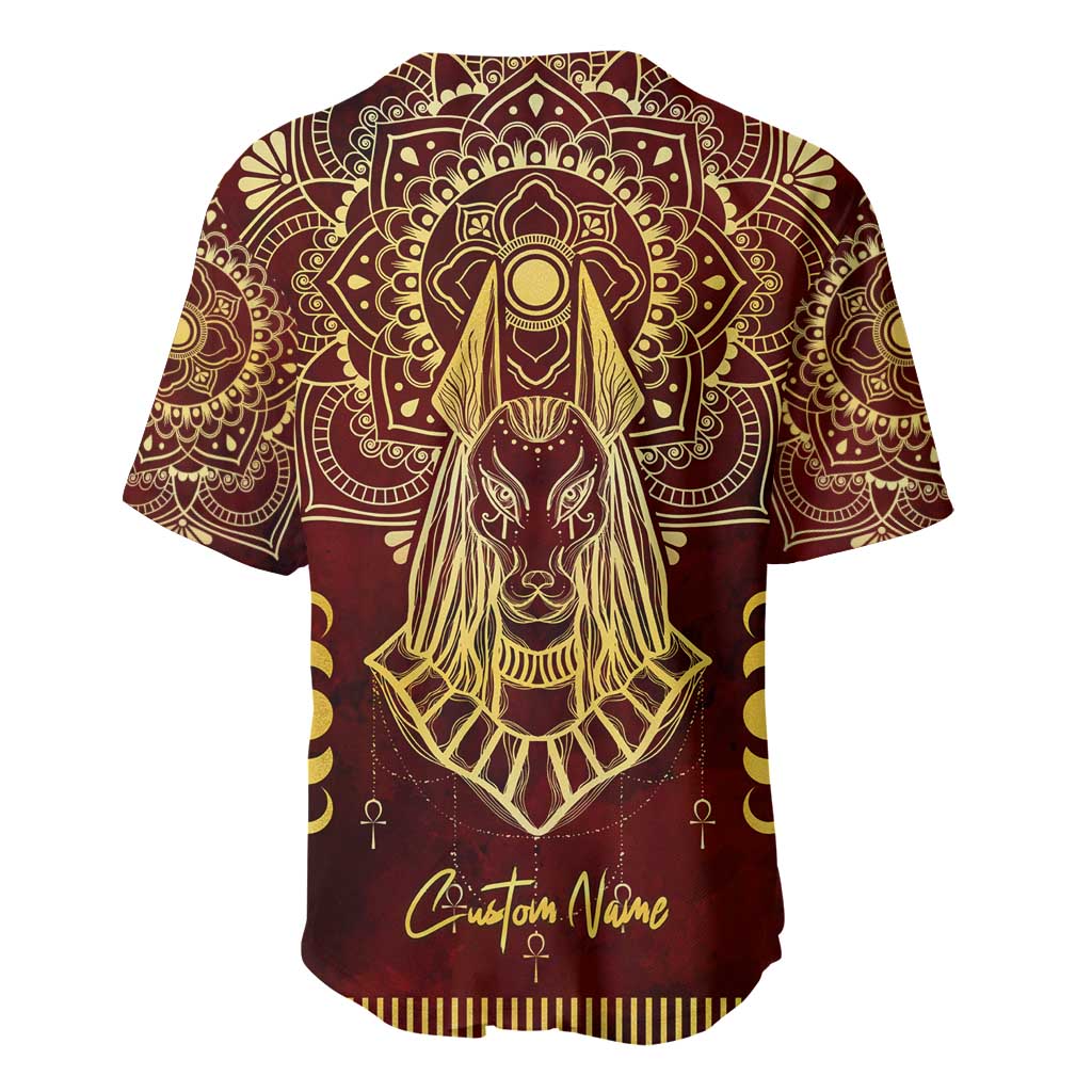 Personalized Anubis Baseball Jersey Ancient Egyptian Pattern In Red DT02