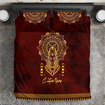 Personalized Anubis Bedding Set Ancient Egyptian Pattern In Red DT02