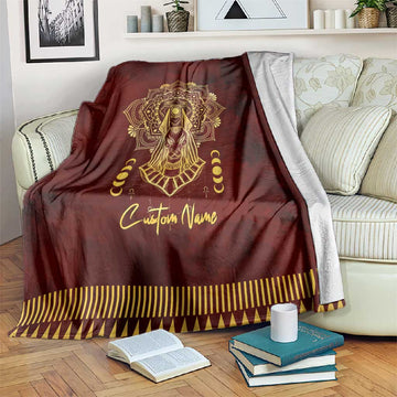 Personalized Anubis Blanket Ancient Egyptian Pattern In Red DT02
