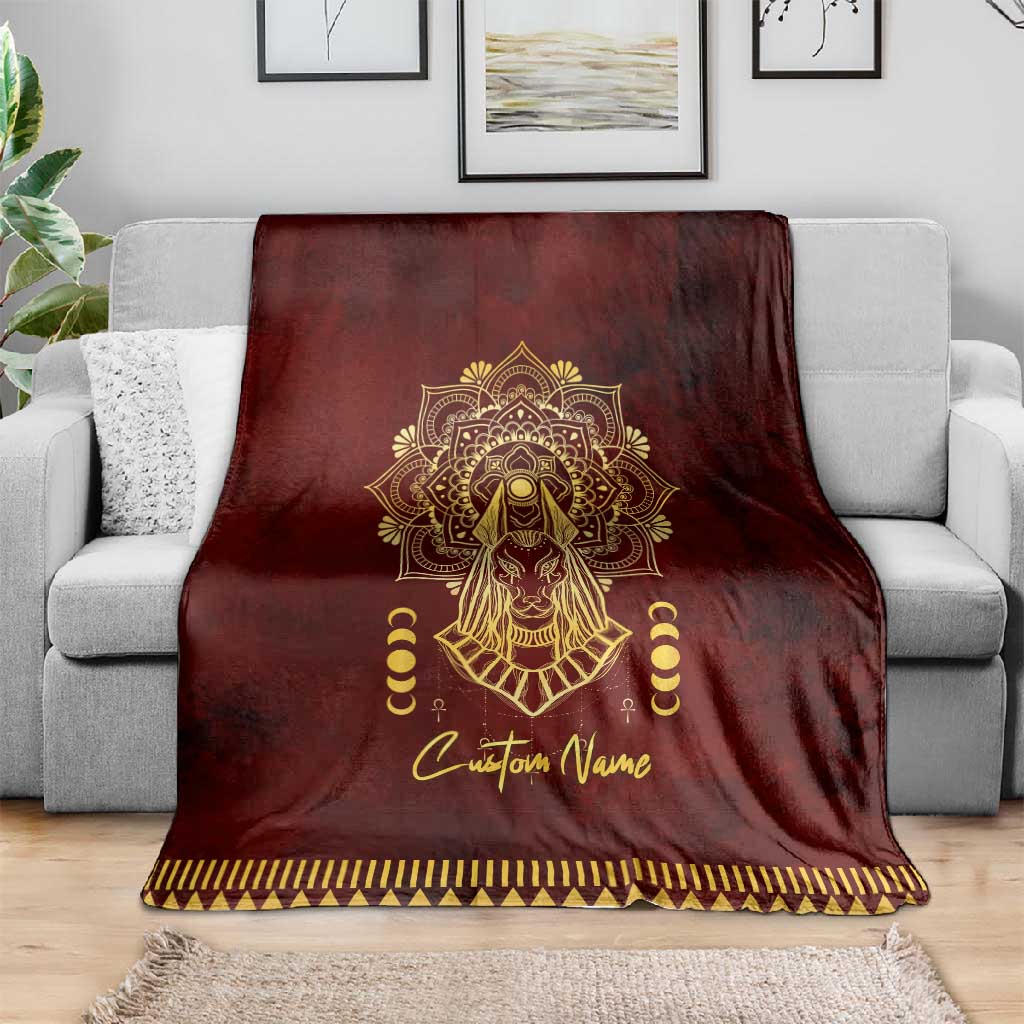 Personalized Anubis Blanket Ancient Egyptian Pattern In Red DT02
