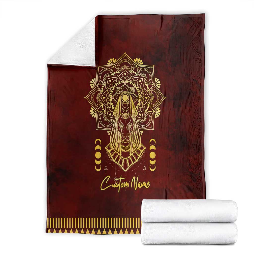 Personalized Anubis Blanket Ancient Egyptian Pattern In Red DT02
