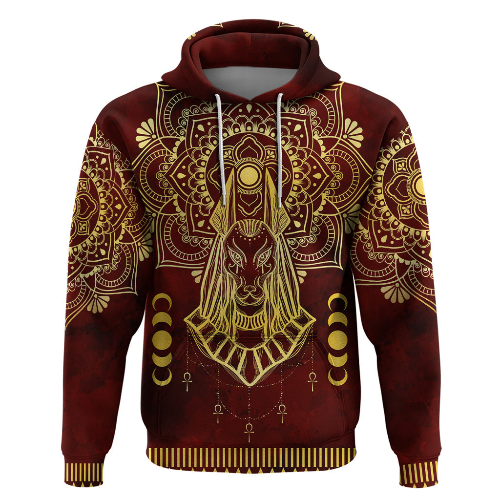 Personalized Anubis Hoodie Ancient Egyptian Pattern In Red DT02