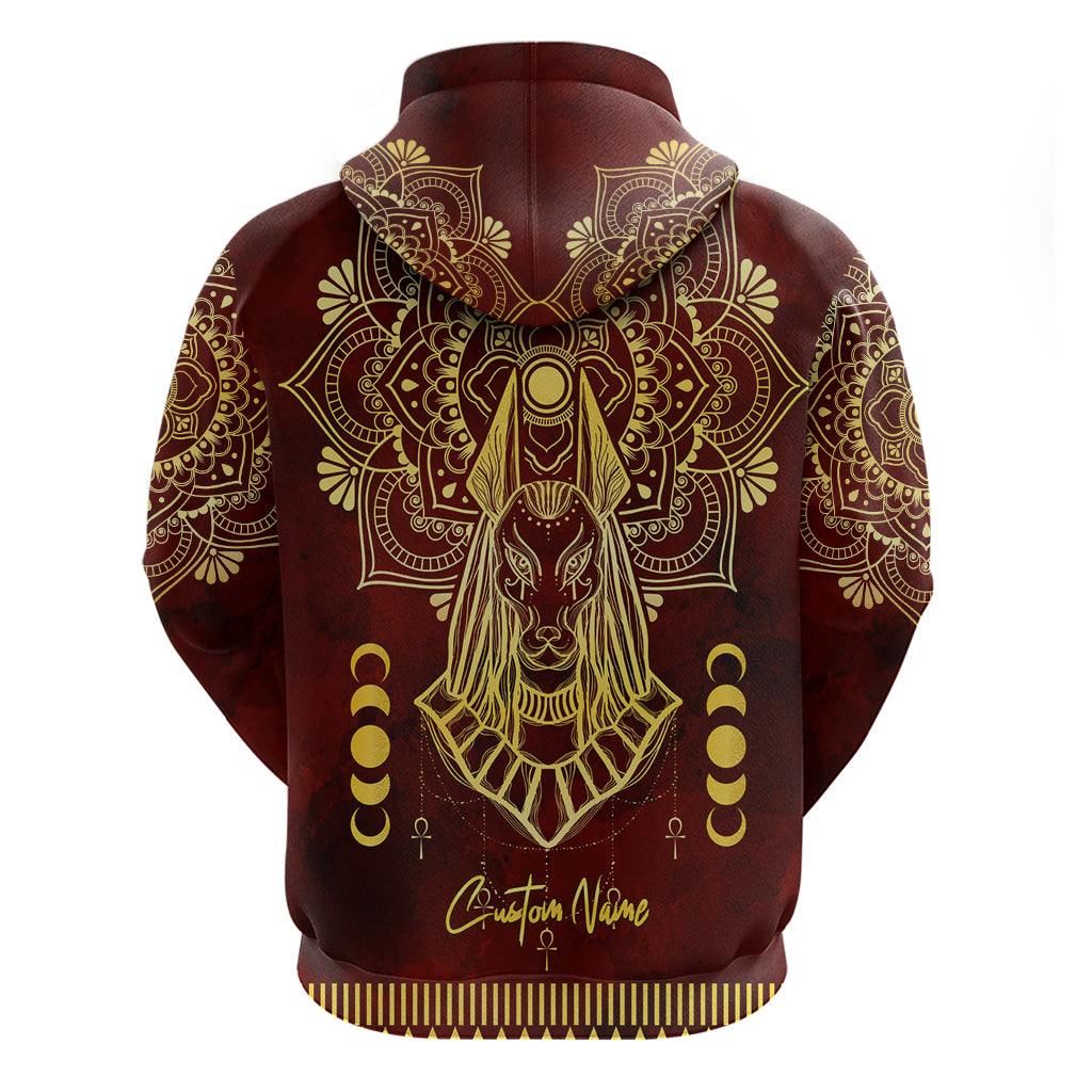 Personalized Anubis Hoodie Ancient Egyptian Pattern In Red DT02