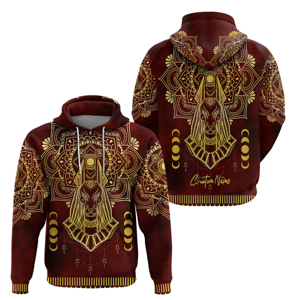 Personalized Anubis Hoodie Ancient Egyptian Pattern In Red DT02
