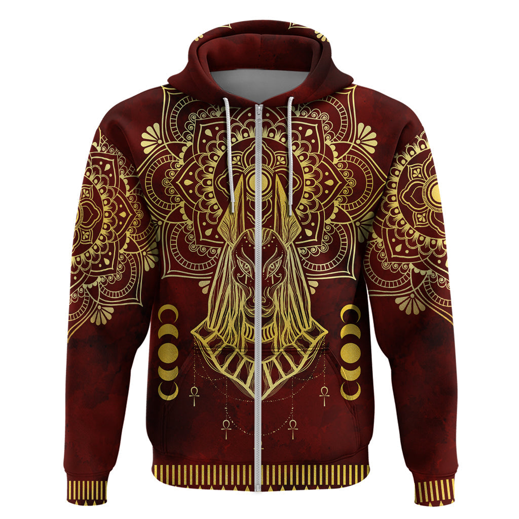 Personalized Anubis Hoodie Ancient Egyptian Pattern In Red DT02