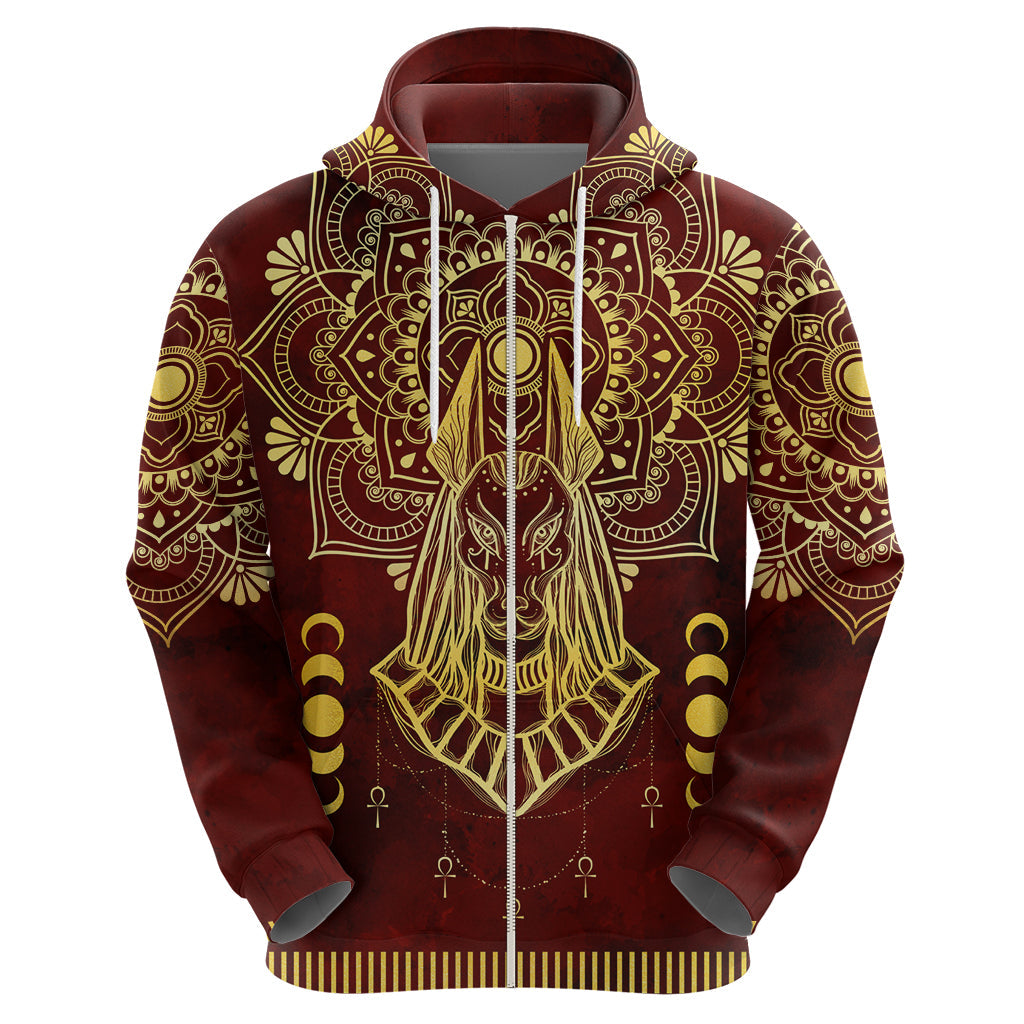 Personalized Anubis Hoodie Ancient Egyptian Pattern In Red DT02