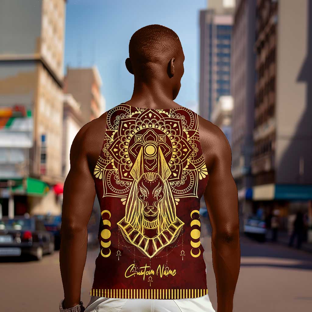 Personalized Anubis Men Tank Top Ancient Egyptian Pattern In Red DT02