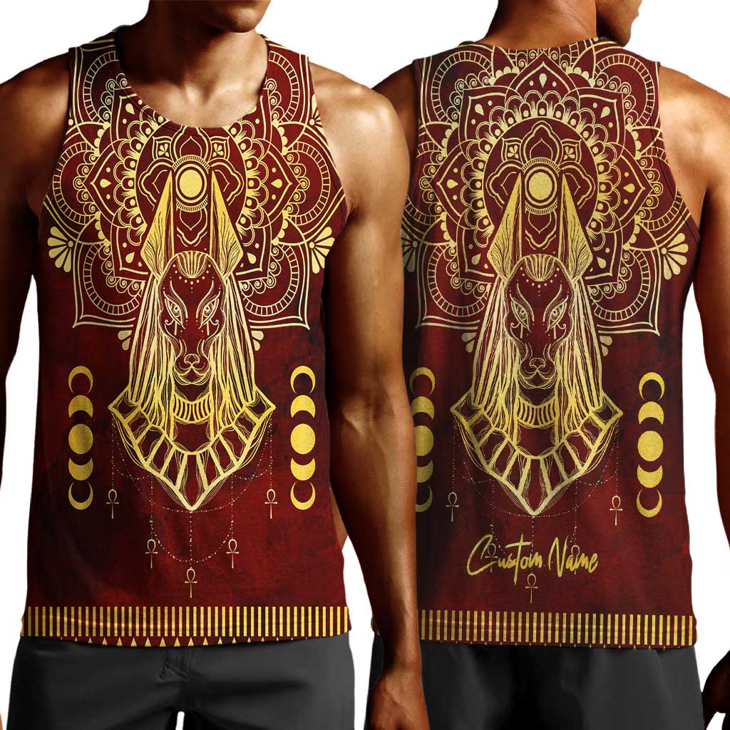 Personalized Anubis Men Tank Top Ancient Egyptian Pattern In Red DT02