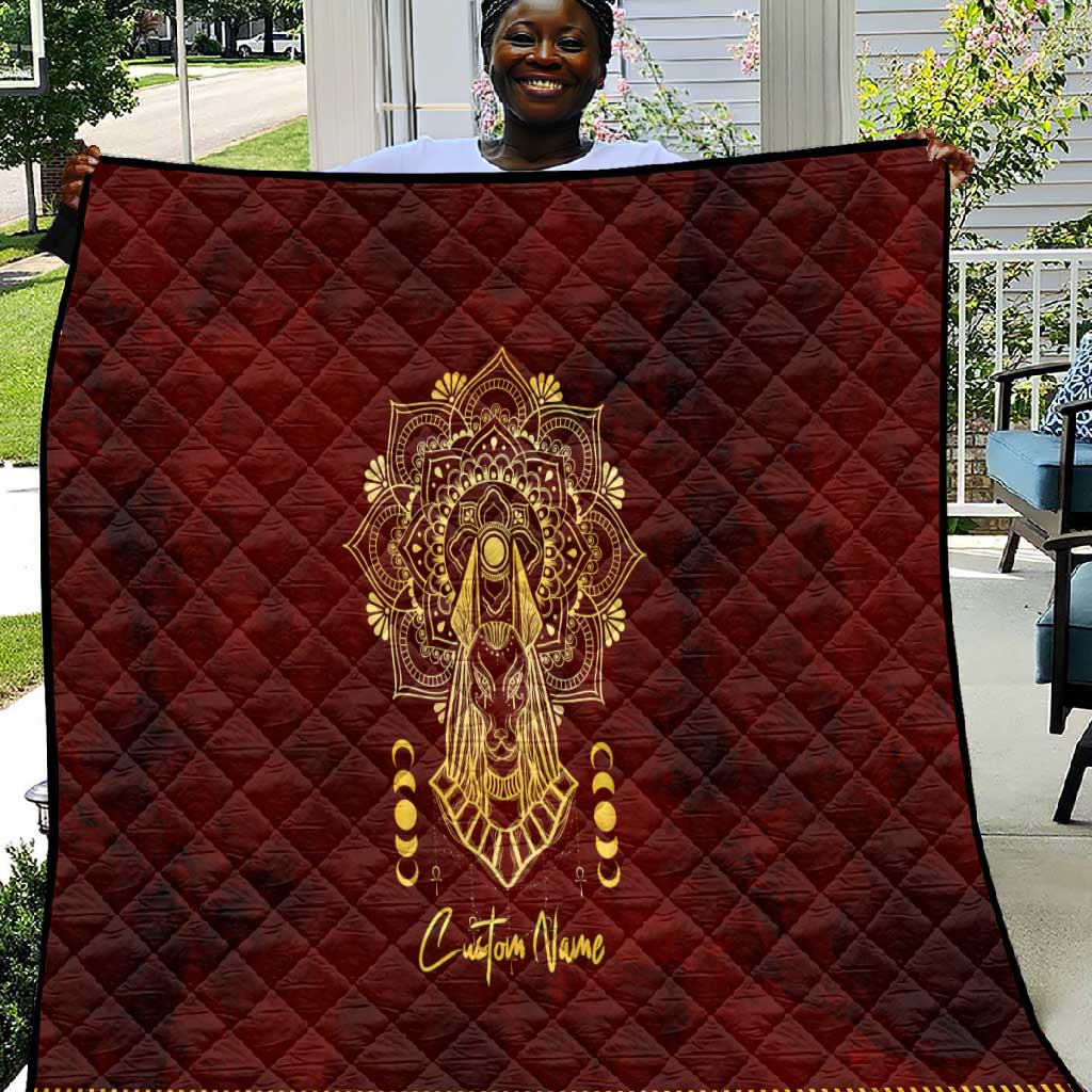 Personalized Anubis Quilt Ancient Egyptian Pattern In Red DT02