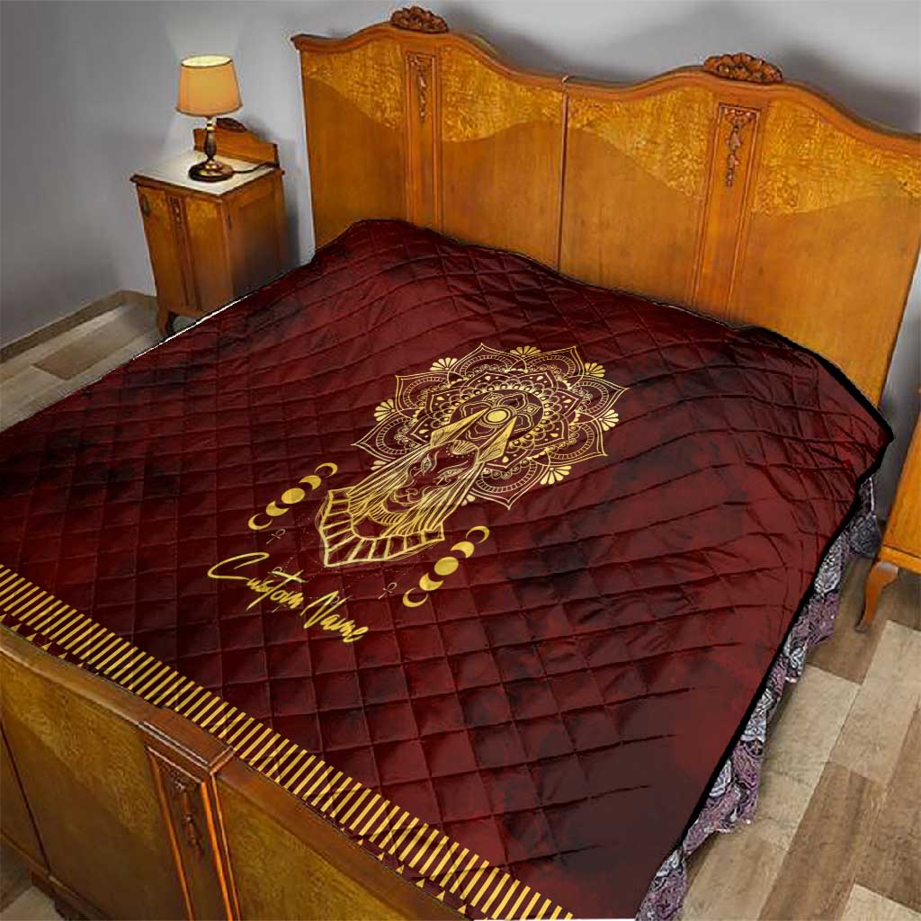Personalized Anubis Quilt Ancient Egyptian Pattern In Red DT02