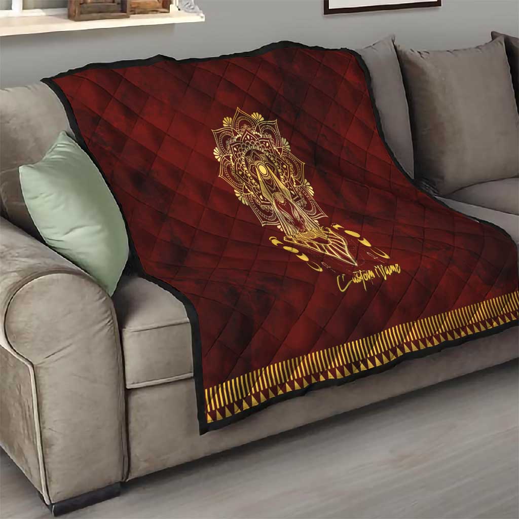 Personalized Anubis Quilt Ancient Egyptian Pattern In Red DT02