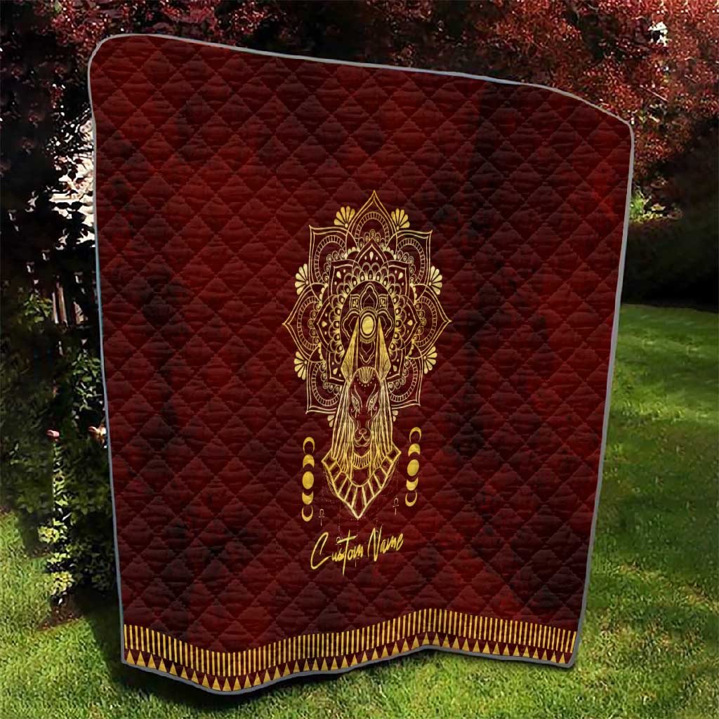 Personalized Anubis Quilt Ancient Egyptian Pattern In Red DT02