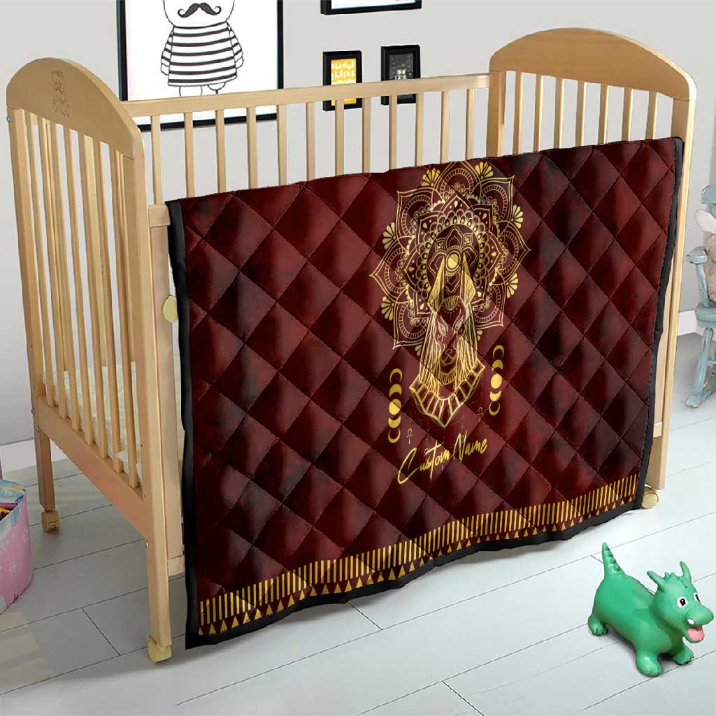 Personalized Anubis Quilt Ancient Egyptian Pattern In Red DT02