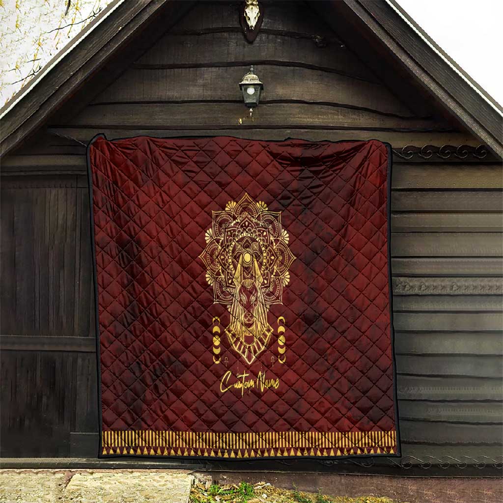 Personalized Anubis Quilt Ancient Egyptian Pattern In Red DT02