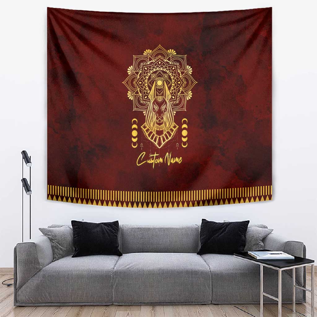Personalized Anubis Tapestry Ancient Egyptian Pattern In Red DT02