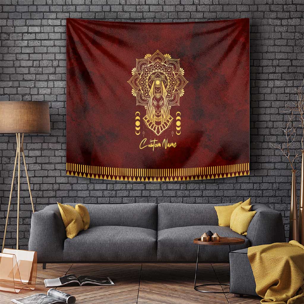 Personalized Anubis Tapestry Ancient Egyptian Pattern In Red DT02