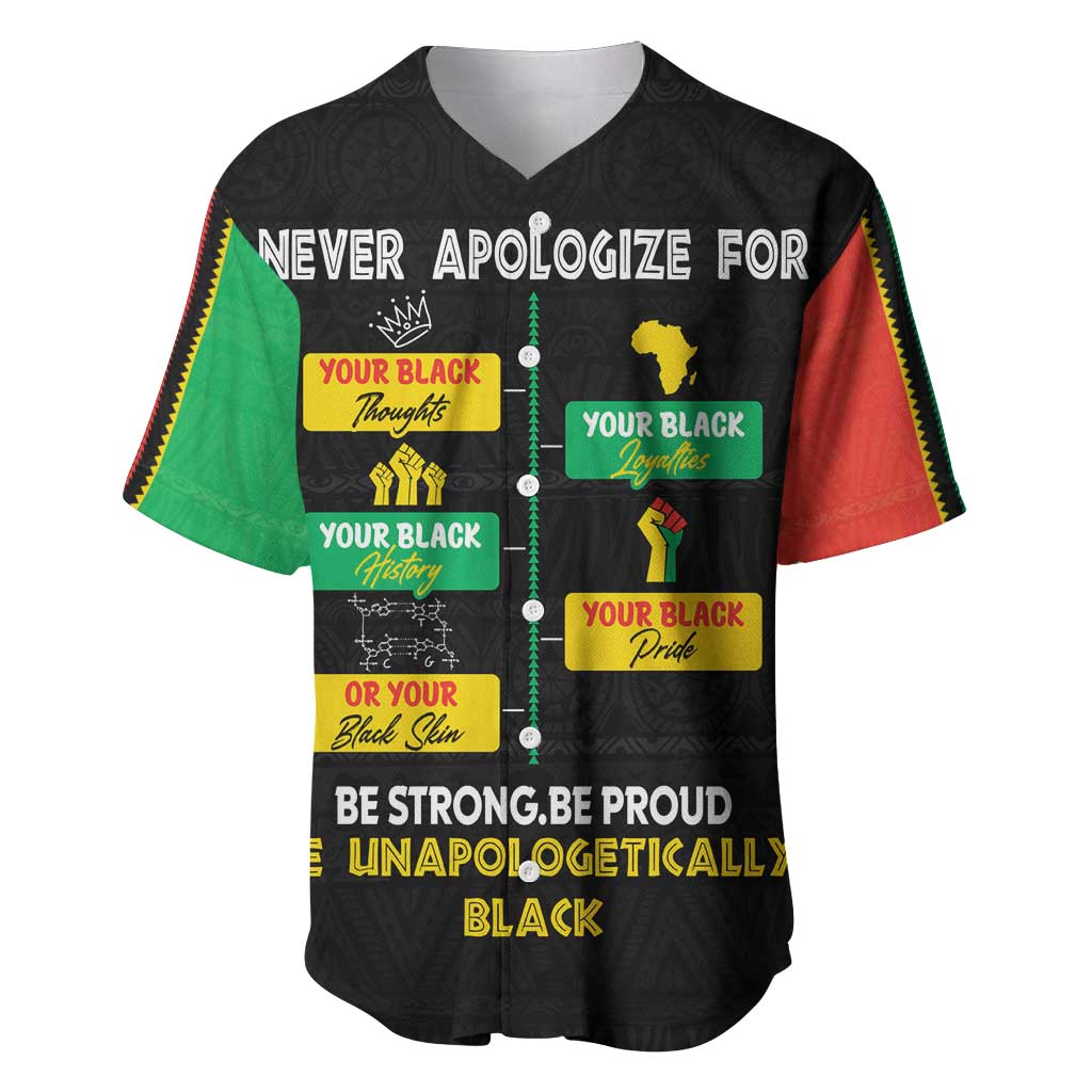 Never Apologize For Your Pride Baseball Jersey African Black History DT02