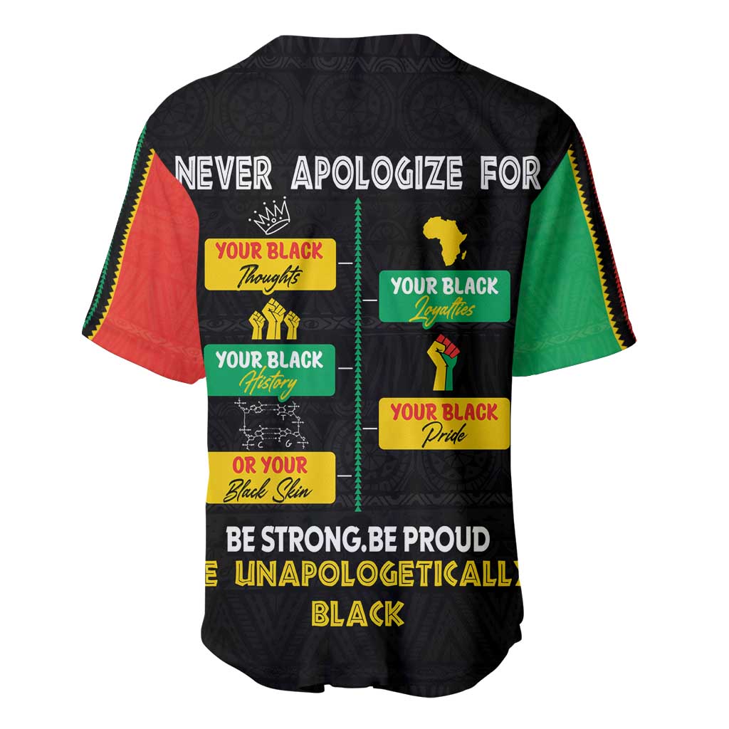 Never Apologize For Your Pride Baseball Jersey African Black History DT02