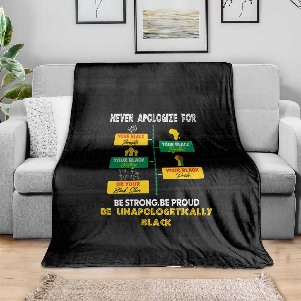 Never Apologize For Your Pride Blanket African Black History DT02