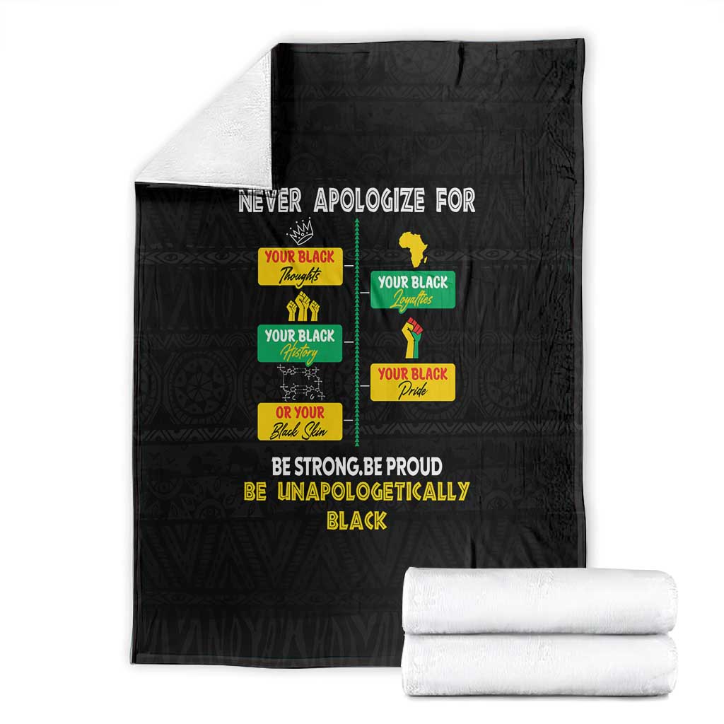 Never Apologize For Your Pride Blanket African Black History DT02
