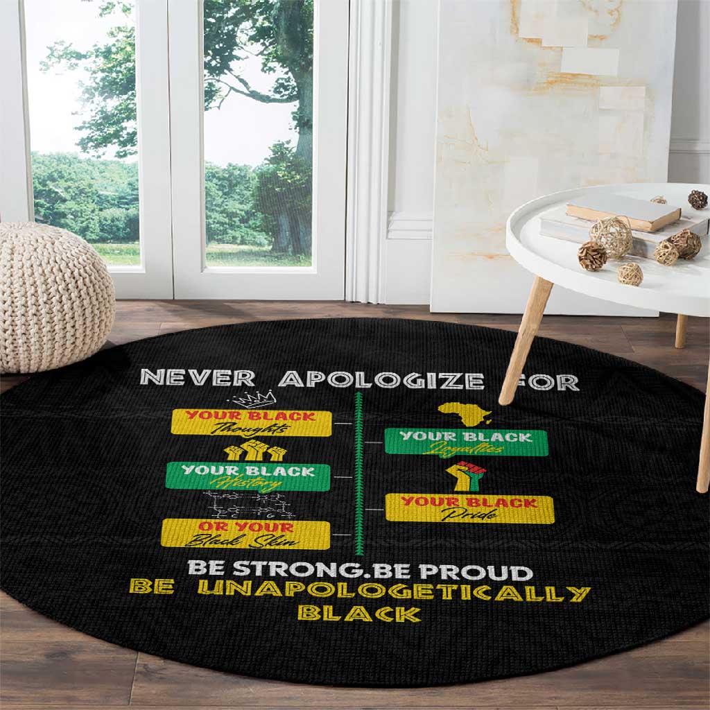 Never Apologize For Your Pride Round Carpet African Black History DT02