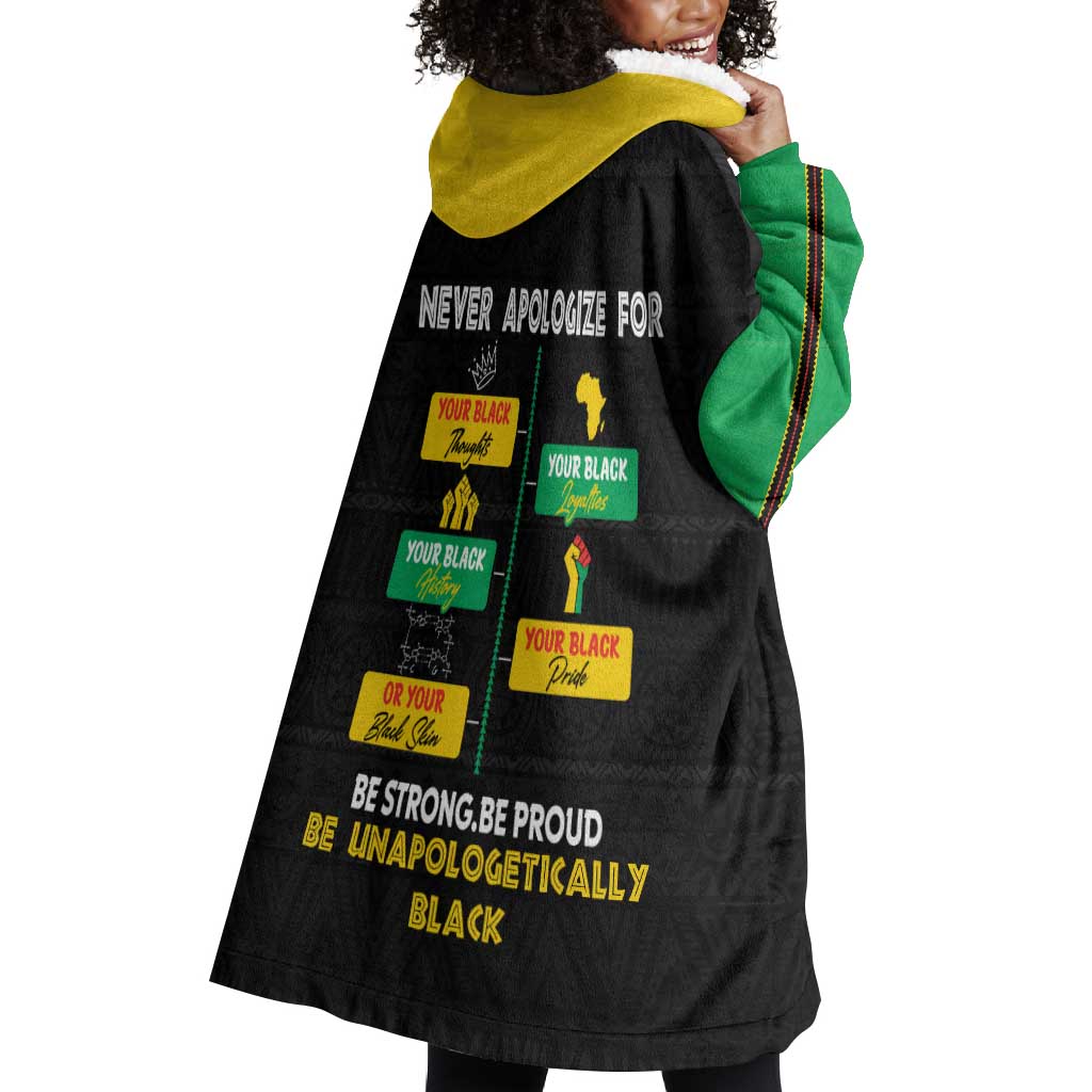Never Apologize For Your Pride Wearable Blanket Hoodie African Black History DT02