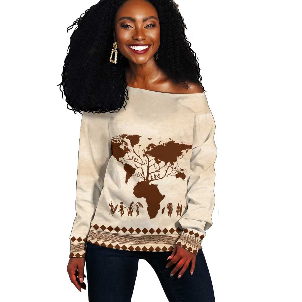 Root Africa Off Shoulder Sweater African Map DT02