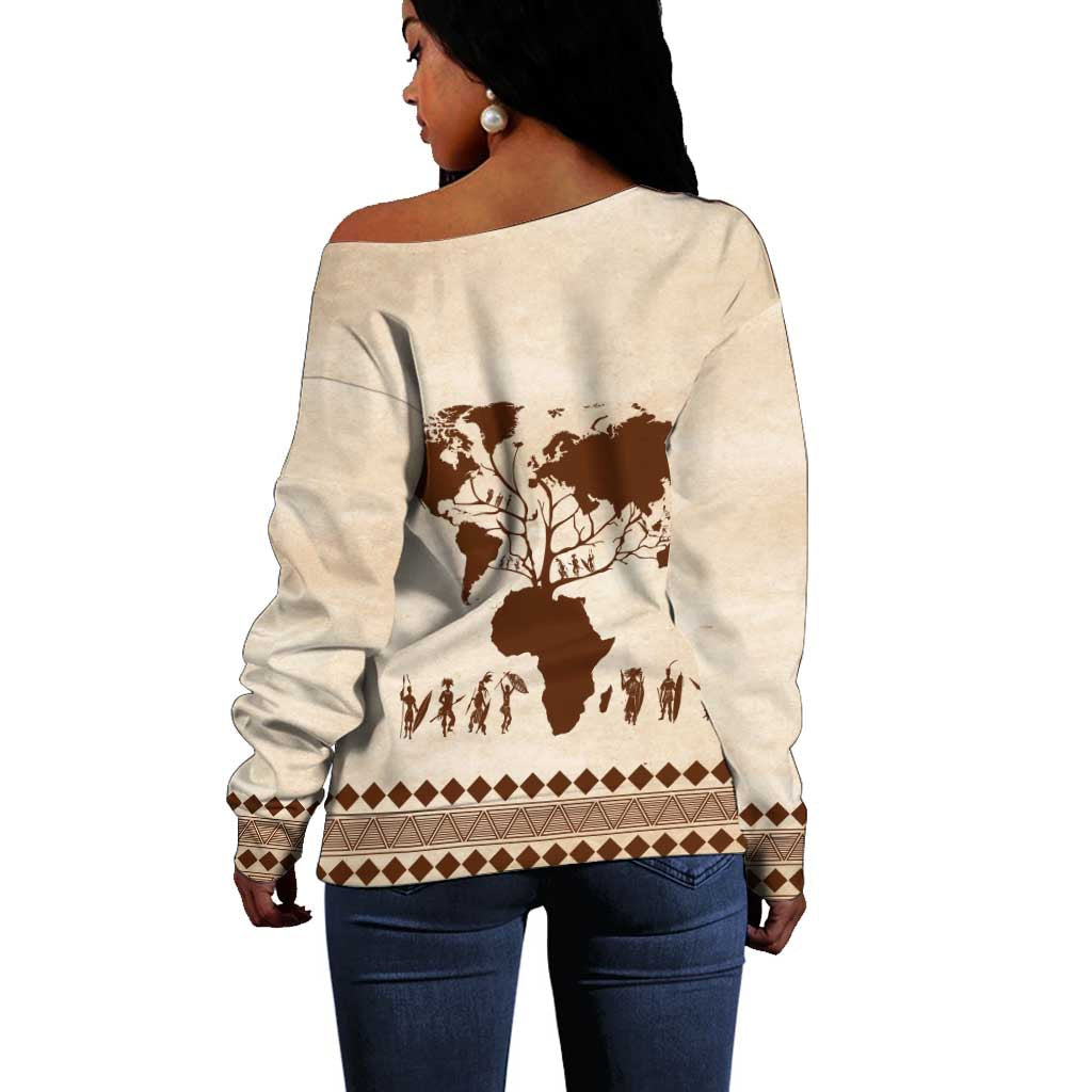 Root Africa Off Shoulder Sweater African Map DT02