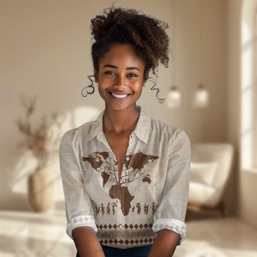 Root Africa Women Casual Shirt African Map DT02