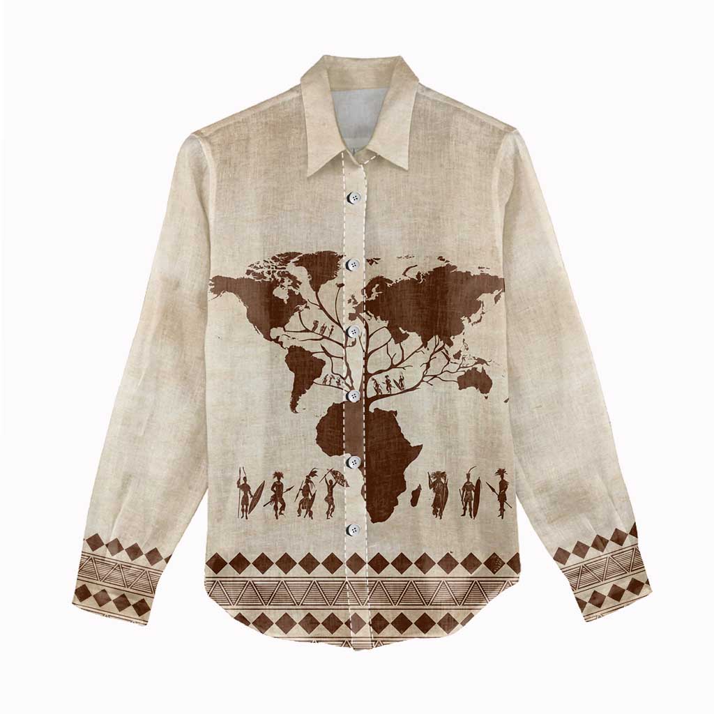 Root Africa Women Casual Shirt African Map DT02
