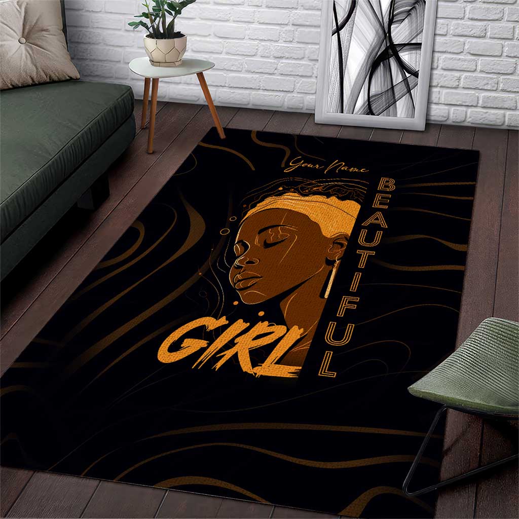 Personalized Beautiful Black Girl Area Rug - Women of Africa Design DT02