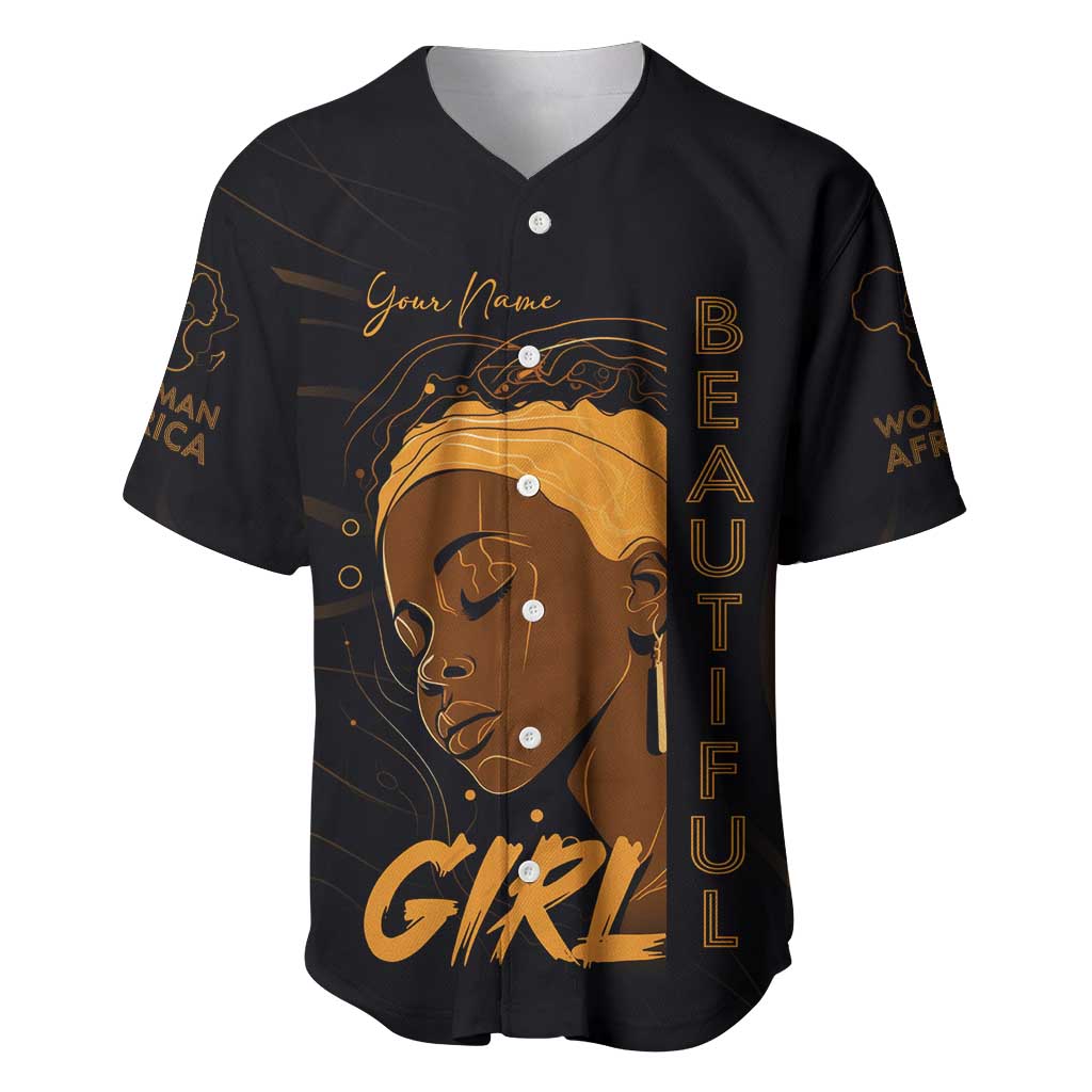 Personalized Beautiful Black Girl Baseball Jersey - Women of Africa Design DT02