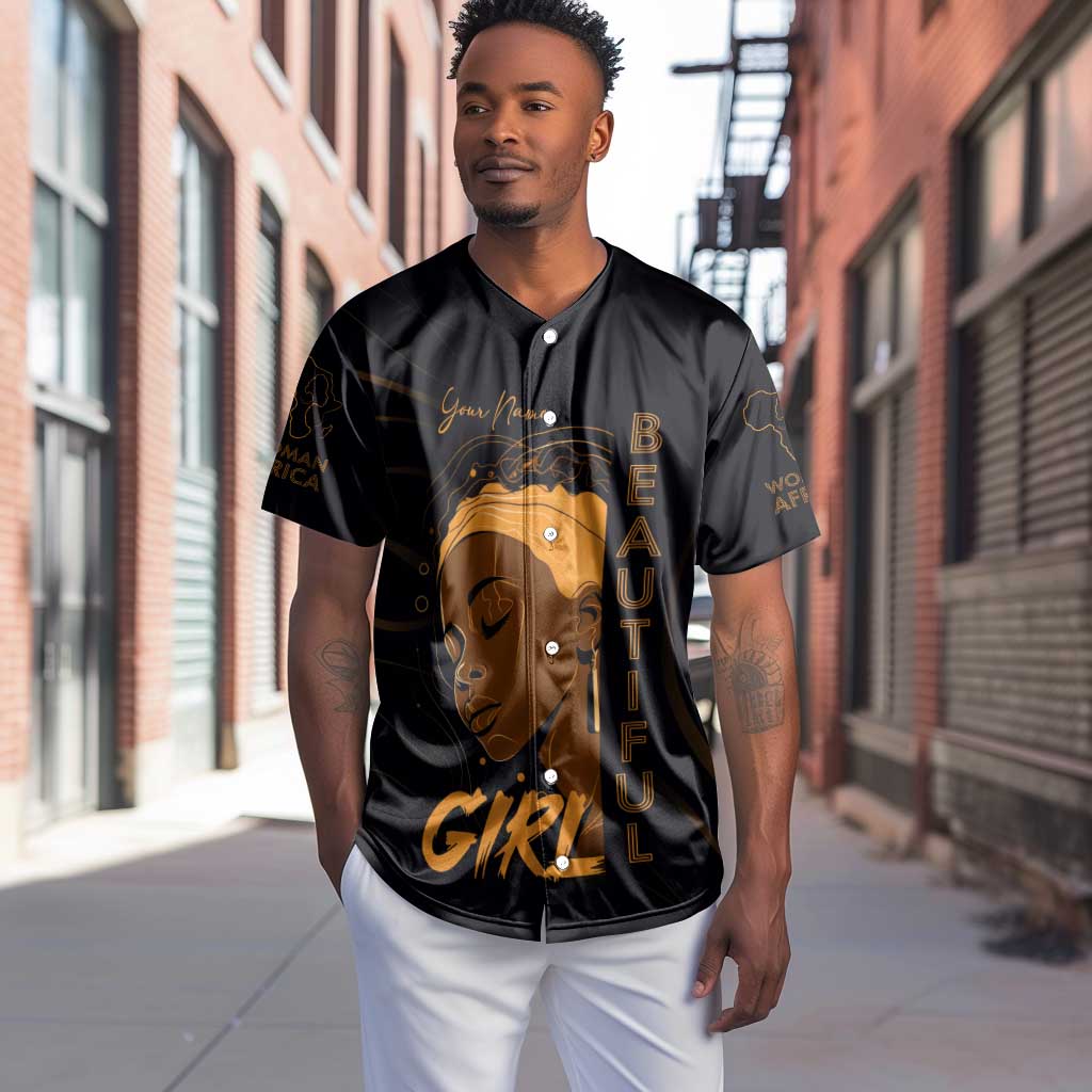 Personalized Beautiful Black Girl Baseball Jersey - Women of Africa Design DT02